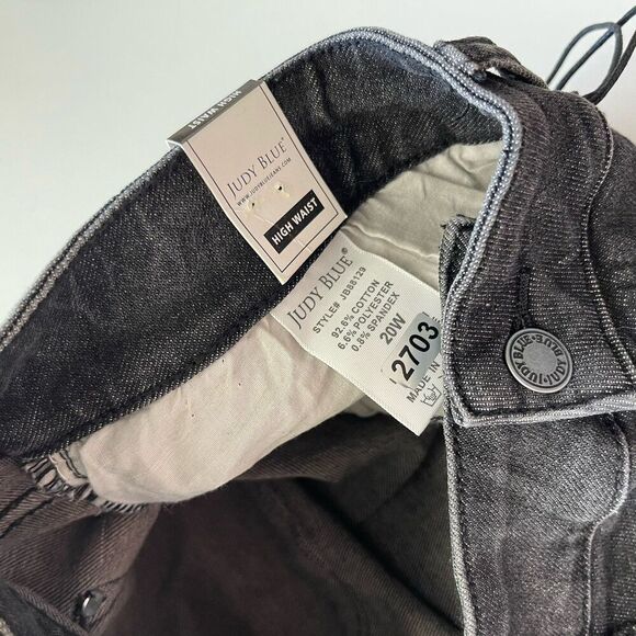 Judy Blue Skinny Jeans 20 Black Knee Distress Button Fly Stretch High Rise Denim - Picture 4 of 11